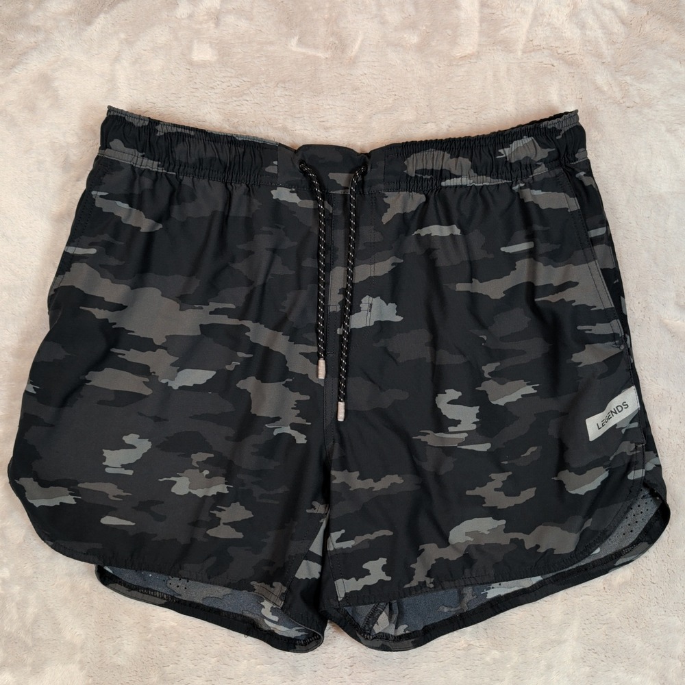 Legends Relay Shorts Mens XL Black Camo Lined Athletic Running Workout Active